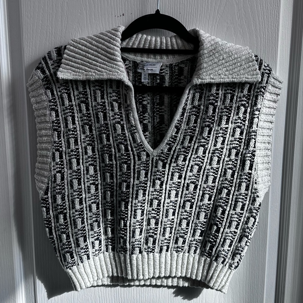 & Other Stories Black and White V-Neck Sweater Vest